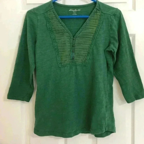 Eddie Bauer Green 3/4 Length Sleeve Shirt Small - Picture 1 of 12